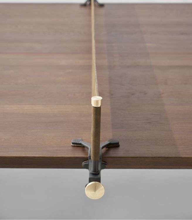 Ping Pong Table in Smoked Oak wood with a sepia leather net