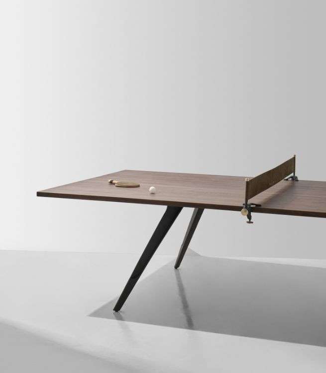 Ping Pong Table in Smoked Oak wood with a sepia leather net
