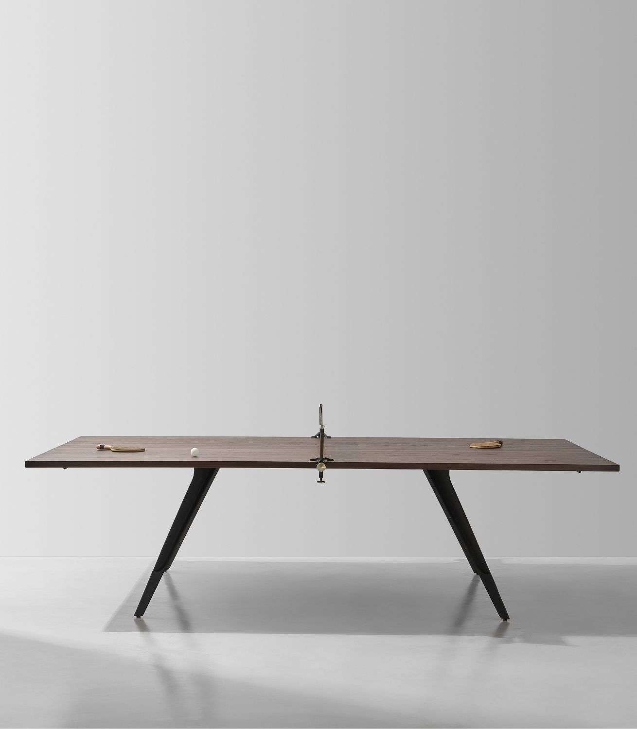 Ping Pong Table in Smoked Oak wood with a sepia leather net