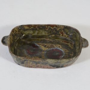 Bowl - Ceramic - Rect - Handles Brwn L27xW15xH5cm