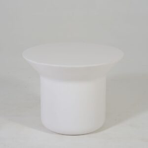 Side Table Resin FGlass Rnd Offwhite