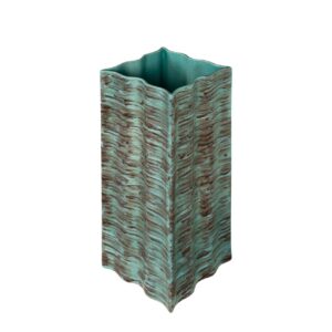 Vase Ripple Earthenware Rustic Blue