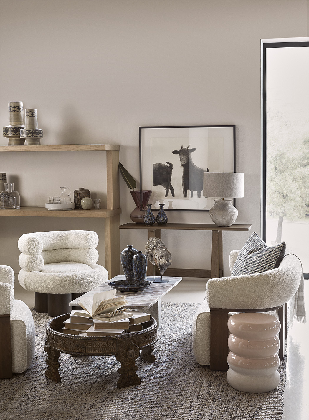 Showroom setting Luna sofa and Midi occasional chairs