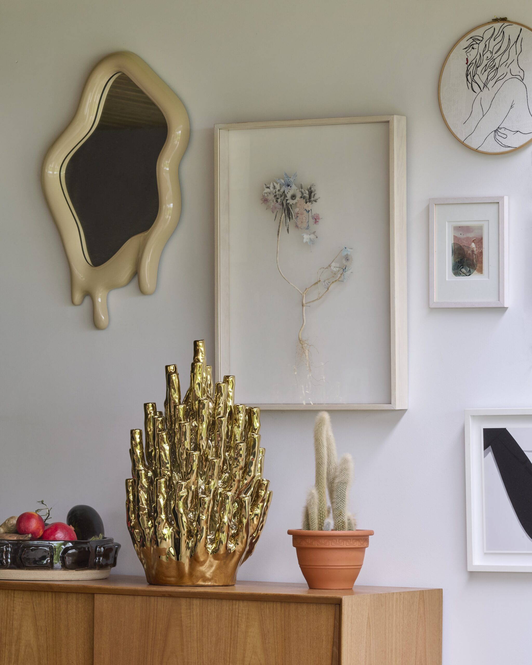 Melting mirror on wall