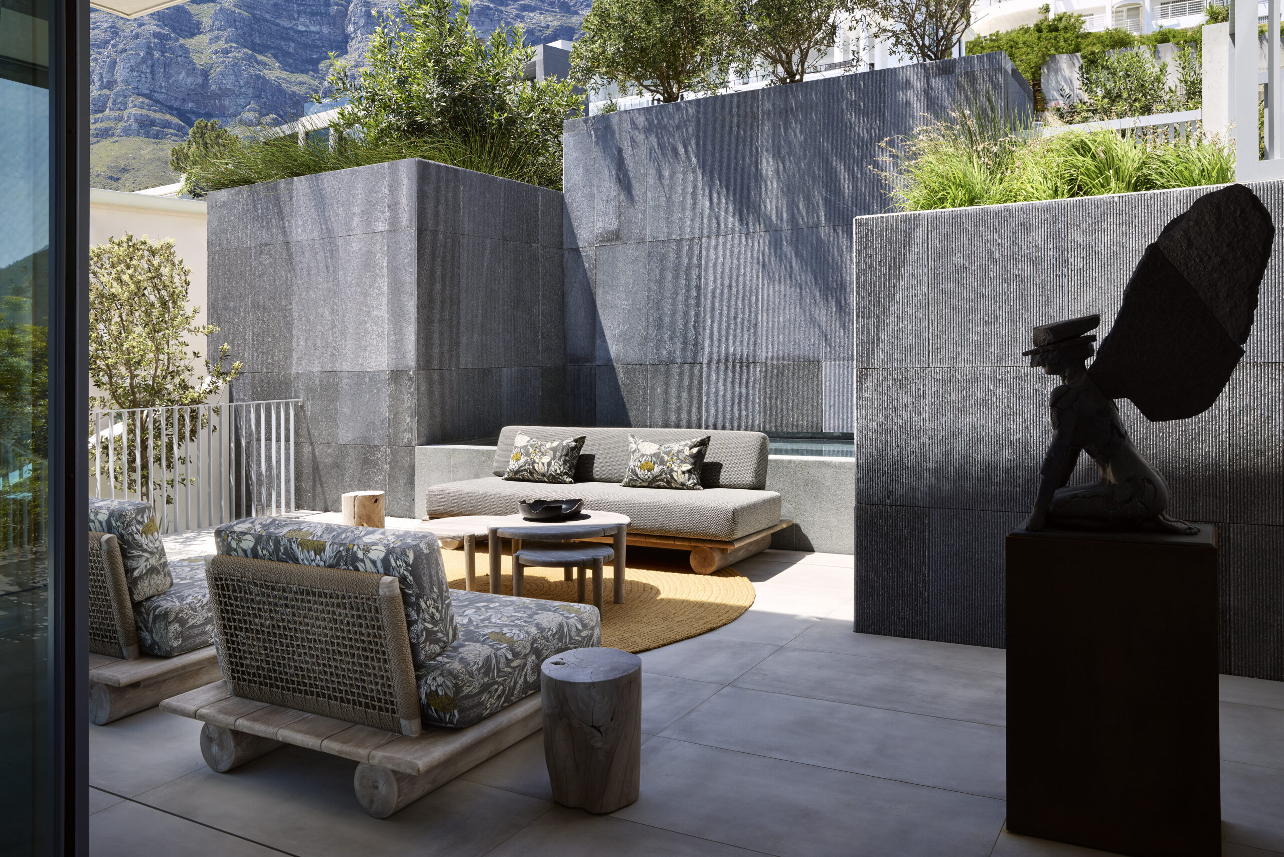Camps Bay courtyard with upholstered seating