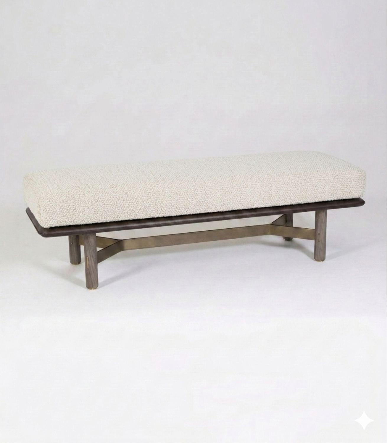 Stilt Bench Dry Oak Choc Leather Famo Ivory (1)