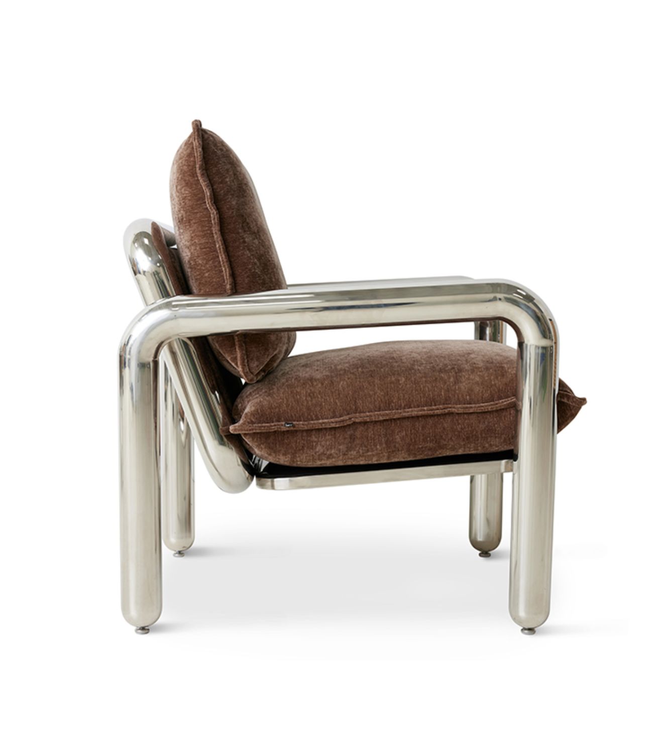 Lounge Chair - Chrome - Brown Velvet - Image 2