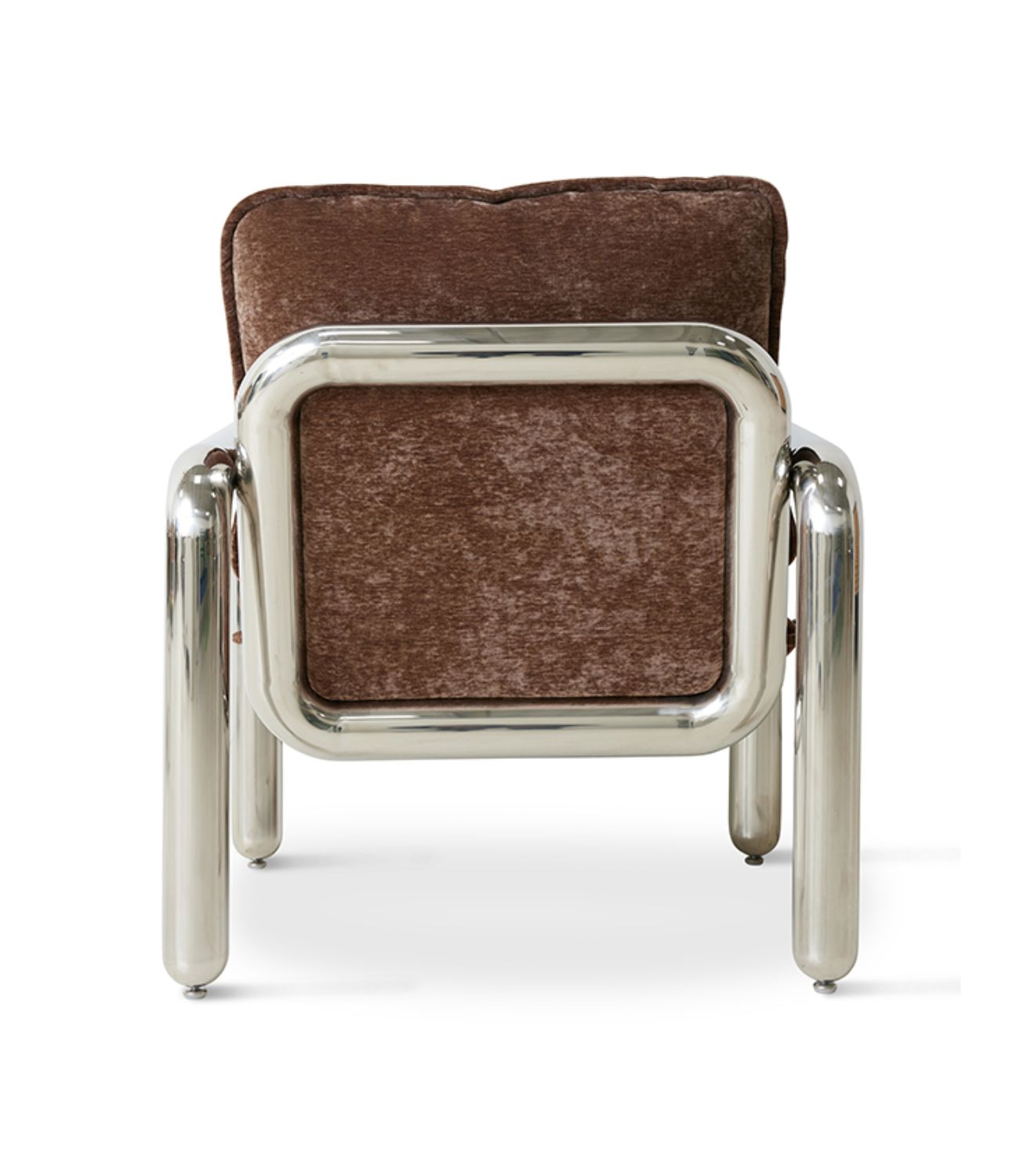 Lounge Chair - Chrome - Brown Velvet - Image 3