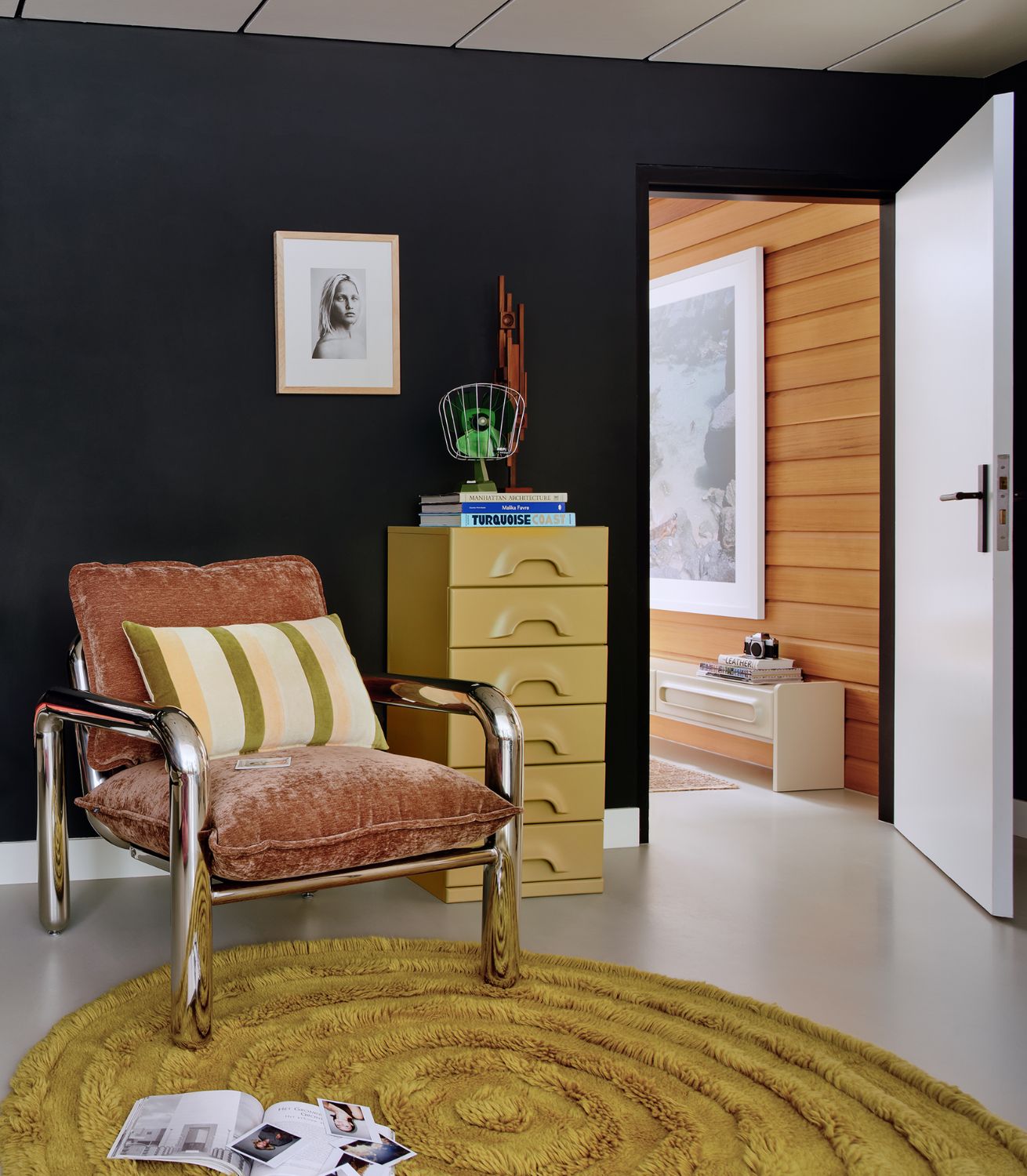Lounge Chair - Chrome - Brown Velvet - Image 6