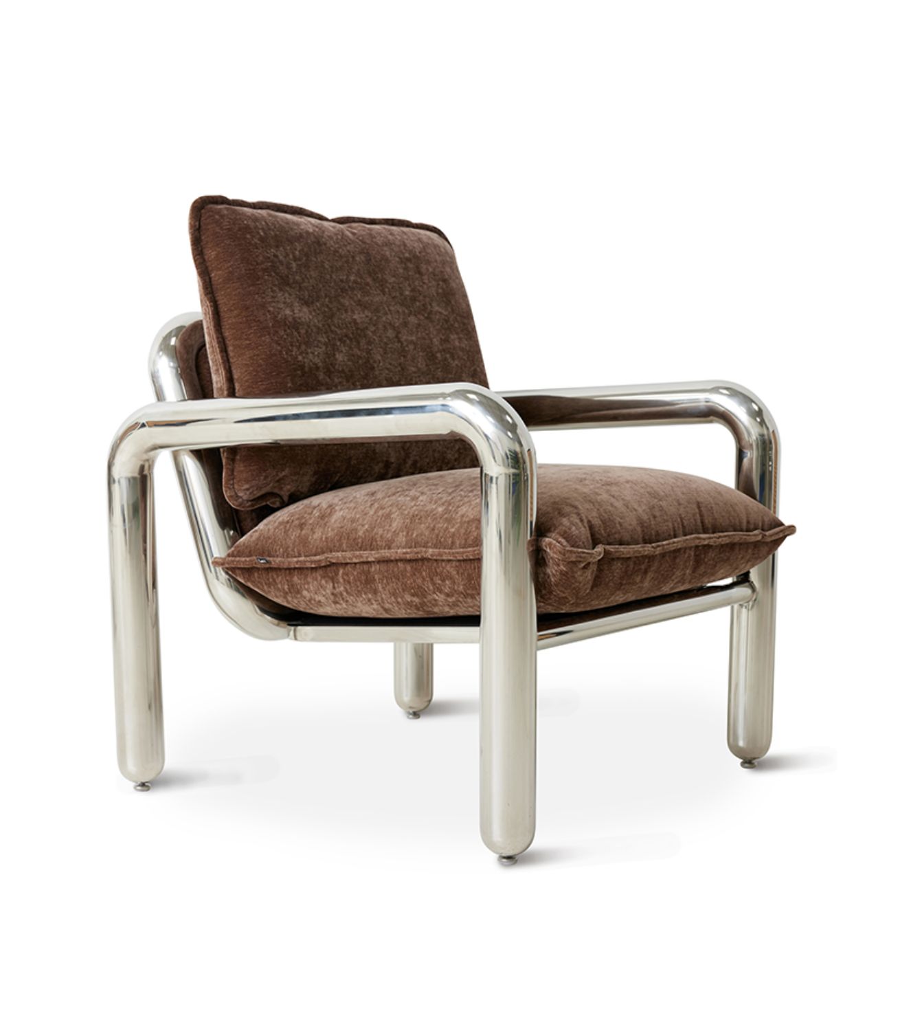 Lounge Chair - Chrome - Brown Velvet