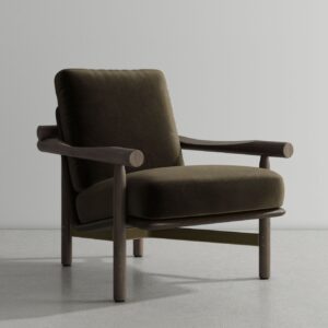 Stilt Armchair - Dry Oak - Choc Leath Fler Forest (2)