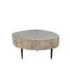 Coffee Table - Wood Nat - Iron Legs L76xW74xH37cm