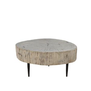Coffee Table - Wood Nat - Iron Legs L76xW74xH37cm