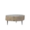 Coffee Table - Wood Nat - Iron Legs L81xW73xH40cm