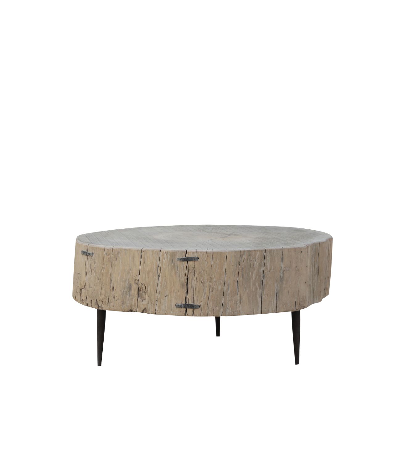 Coffee Table - Wood Nat - Iron Legs L81xW73xH40cm