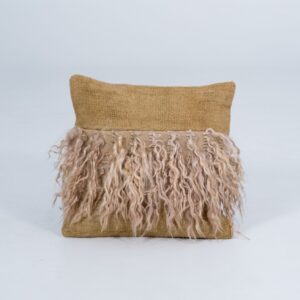 Cushion Grain Sack - Mustard with Fringe 50x50