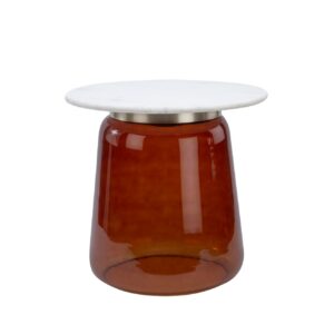Maia Side Table - GlassMarble - Amber H43cm