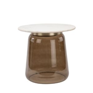 Maia Side Table - GlassMarble - Brown H43cm