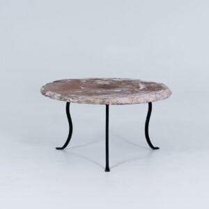Side Table - Stone Top Iron legs Dia77xH43cm