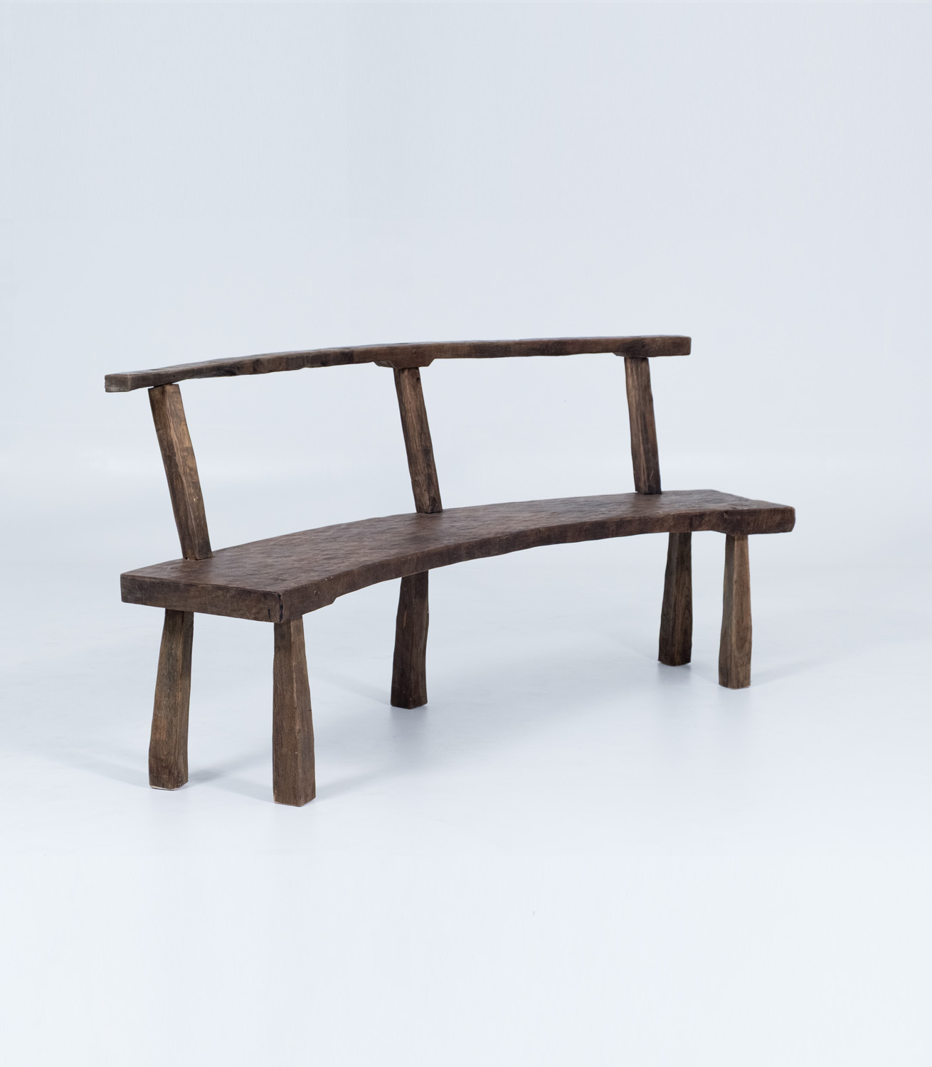 Hemp Bench - Unique Wood Dark Brown Curved L200cm