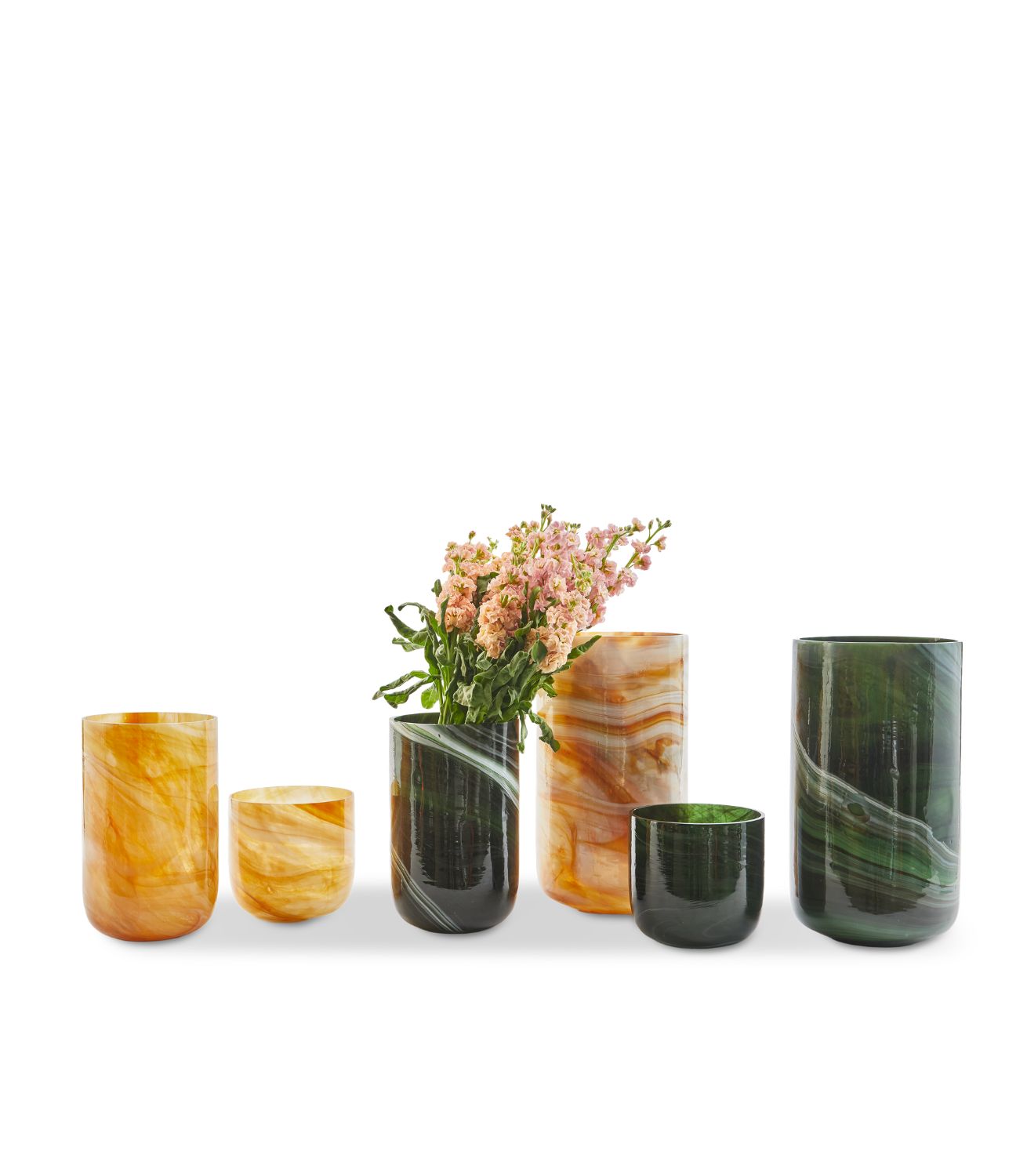 Vase Marbled - Glass - Beige Sml - Image 4